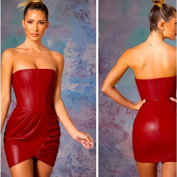 chinese dress ladies Low-Back Bodycon Mini Dress in Cherry Red main image 0